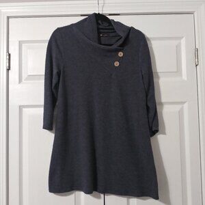 Vision Usa Boho Gray sweater tunic 3/4 sleeve Sz S